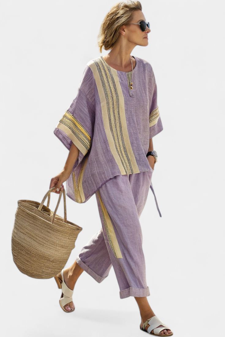 Gwen | Elegant Striped Set Purple