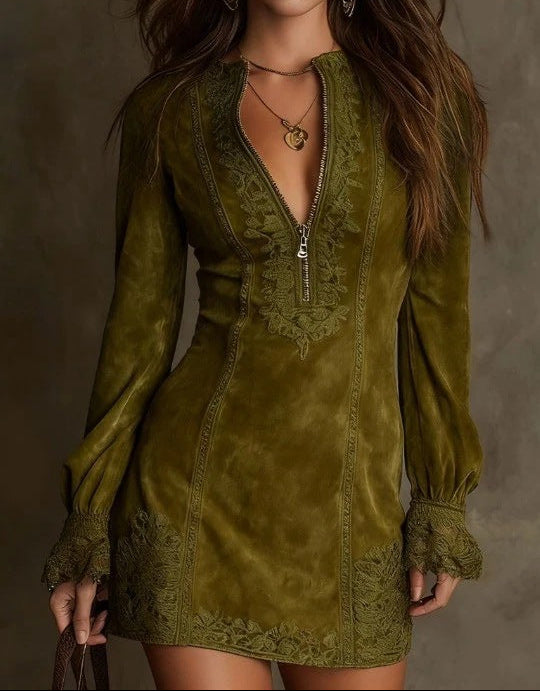 Maya™ | Blue Lace Mini Dress Green