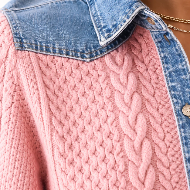 Evelyn | Long-Sleeve Shirt with Denim Patchwork