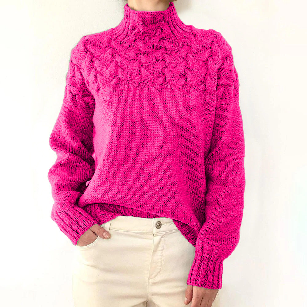 Elena | Warm Knitted Turtleneck Pink