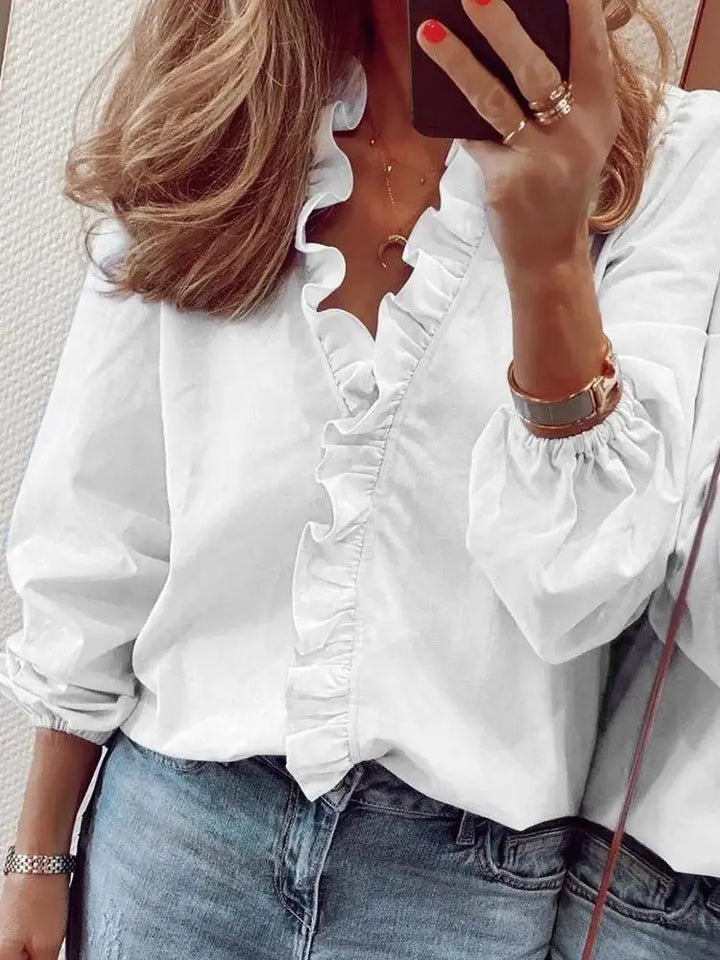 Maren | Elegant Blouse with Long Sleeves White