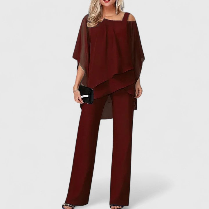 Senna | Elegant Two-Piece Pant Set Wine Red