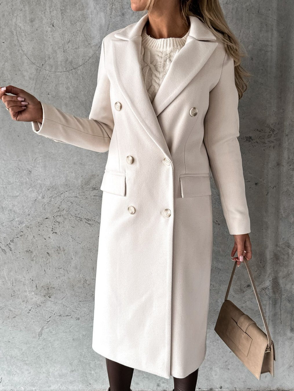Alma | Classic Long Coat Beige