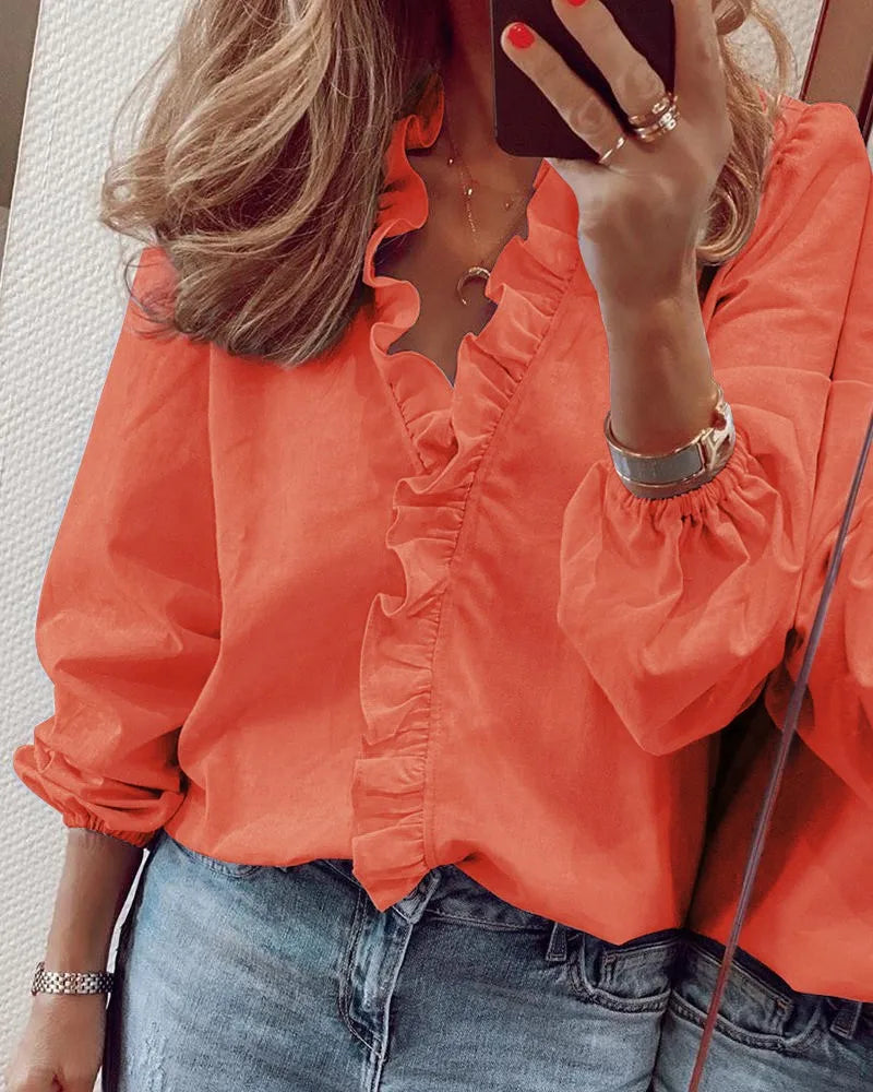 Maren | Elegant Blouse with Long Sleeves Orange