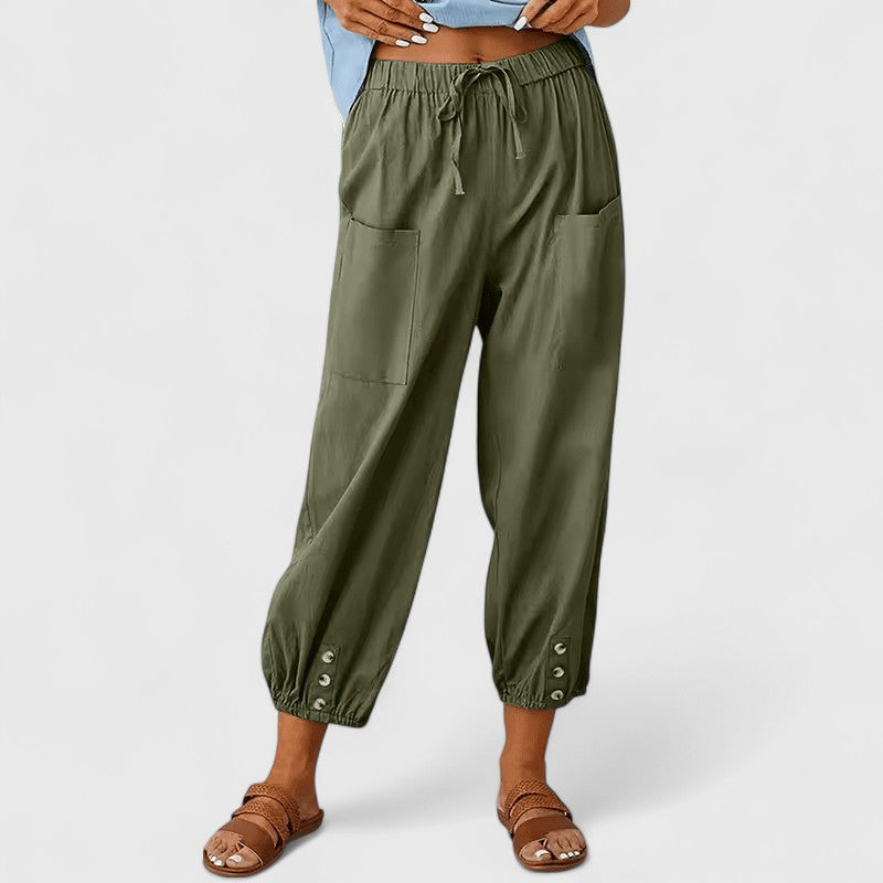 Eliza | Elegant Wide-Leg Pants Army Green