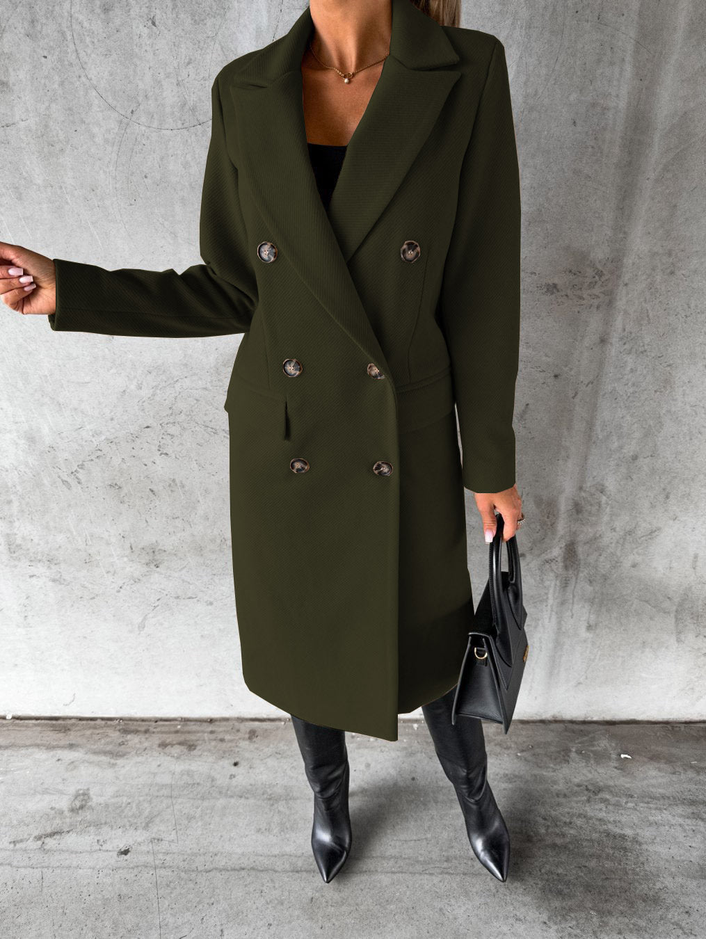 Alma | Classic Long Coat Military Green