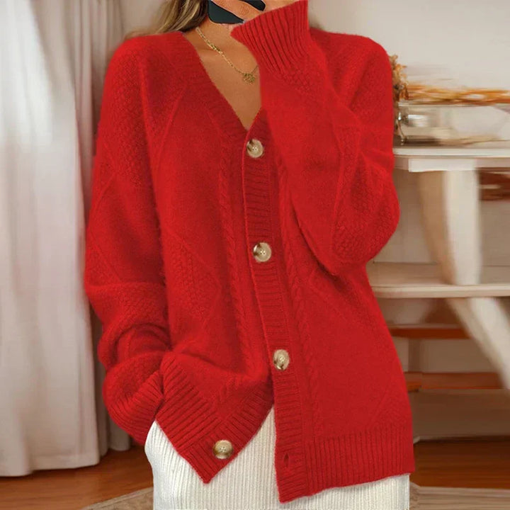Éloise | Cable-Knit Cardigan Red
