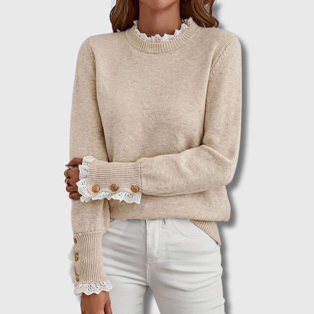 Sopfie | Sweater with Lace Details Apricot