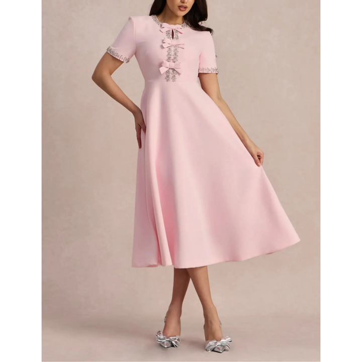Isabella™ | A-Line Dress with Bows and Beads Pink