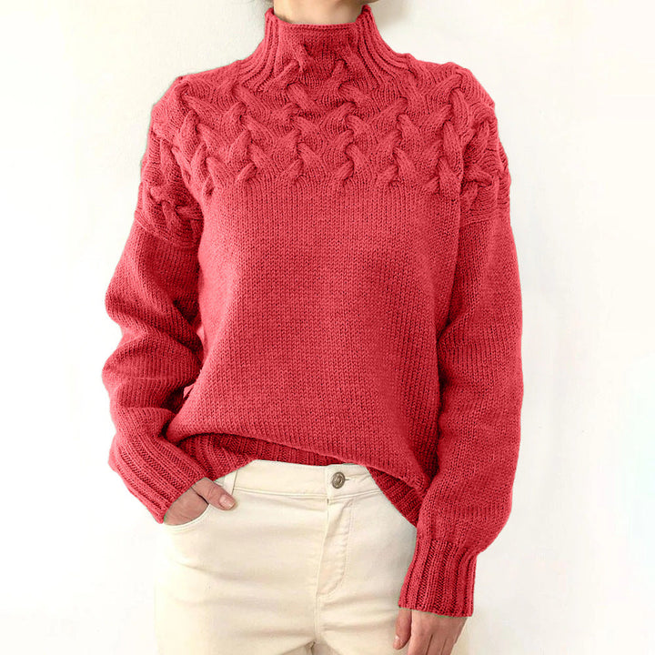 Elena | Warm Knitted Turtleneck Light Red