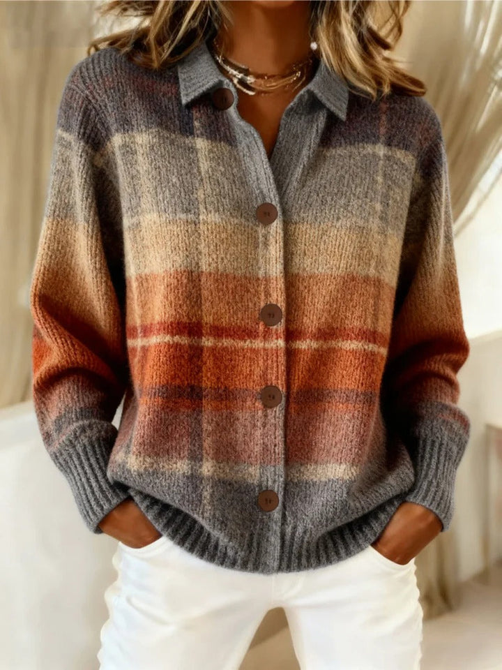 Claire | Cozy Button-Up Sweater beige gray