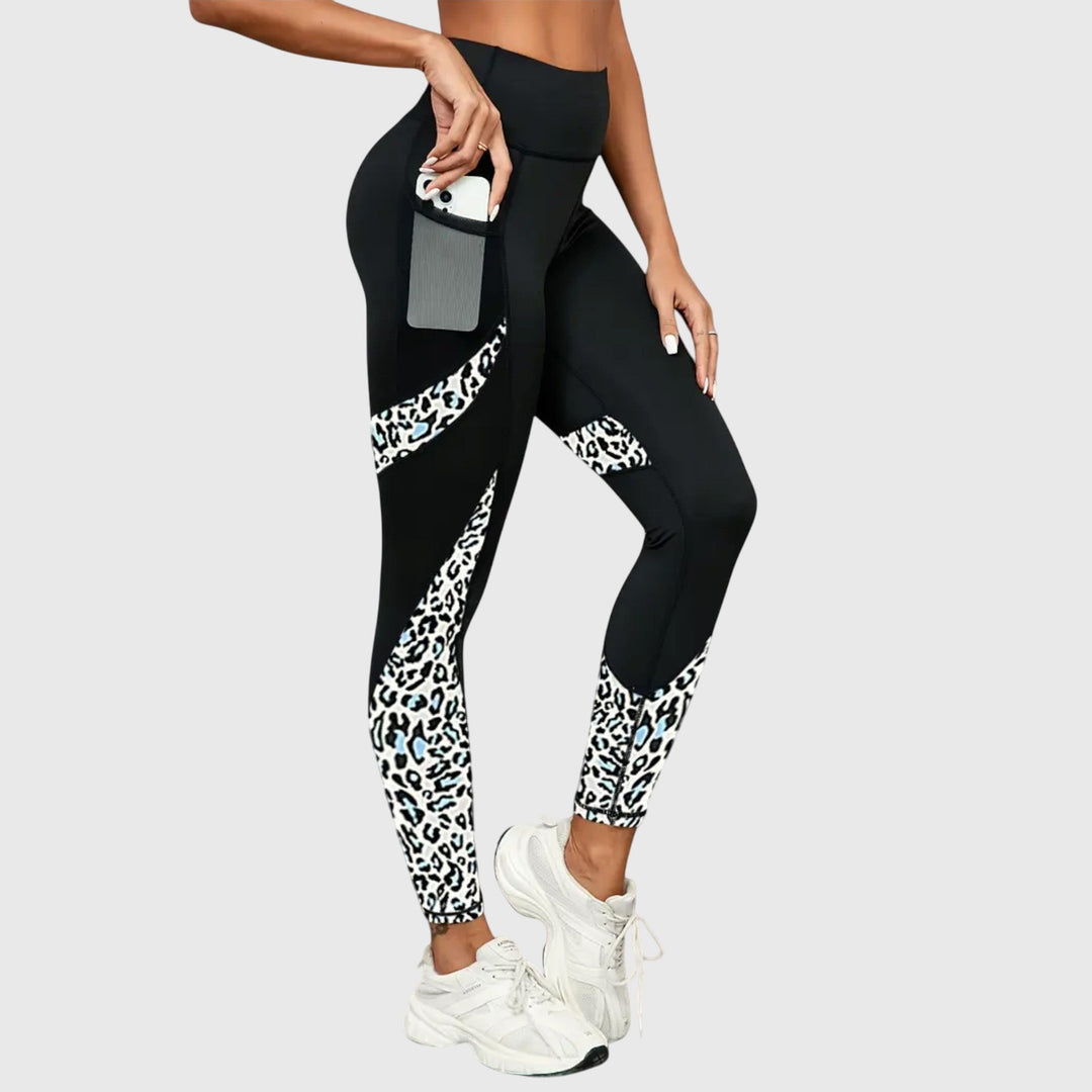 Anne | High-Waisted Leopard Print Workout Pants White