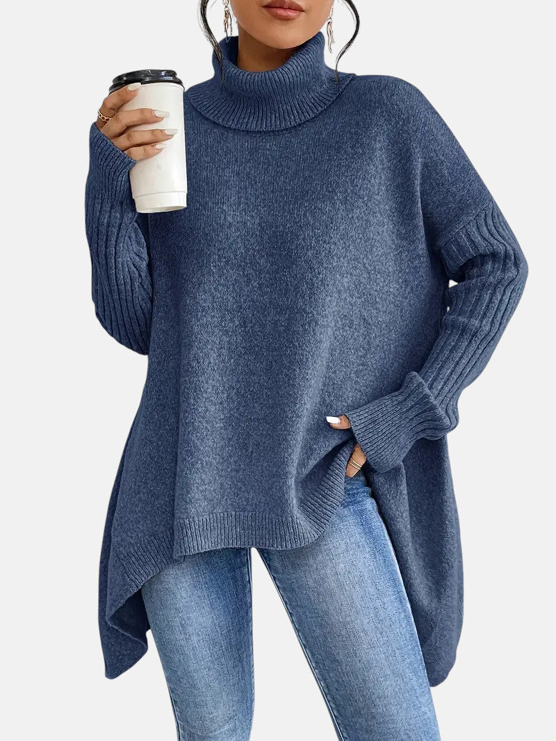 Brigitte | Long Turtle Neck Jumper Ocean Blue