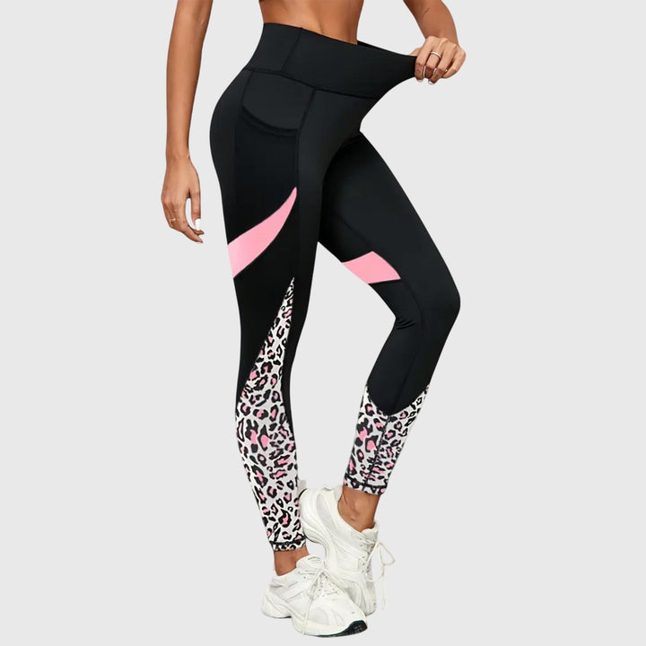 Anne | High-Waisted Leopard Print Workout Pants Light Pink