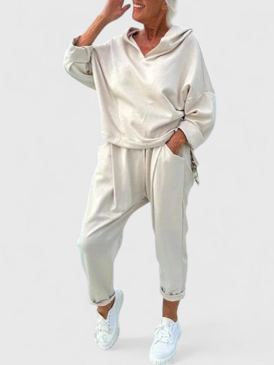 Fenna | Comfortable Hooded Sweatshirt Set Apricot