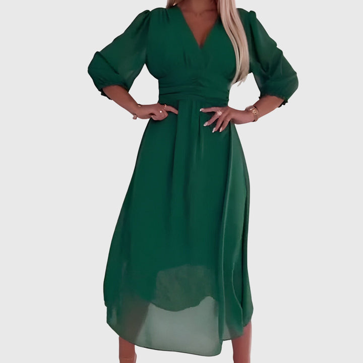 Norma | Lightweight Silky Chiffon Dress Green