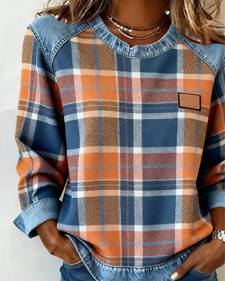 Ivy-Jane | Sweatshirt with Checkered Patchwork