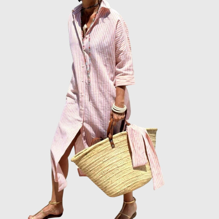 Jada | Classic Striped Dress Pink