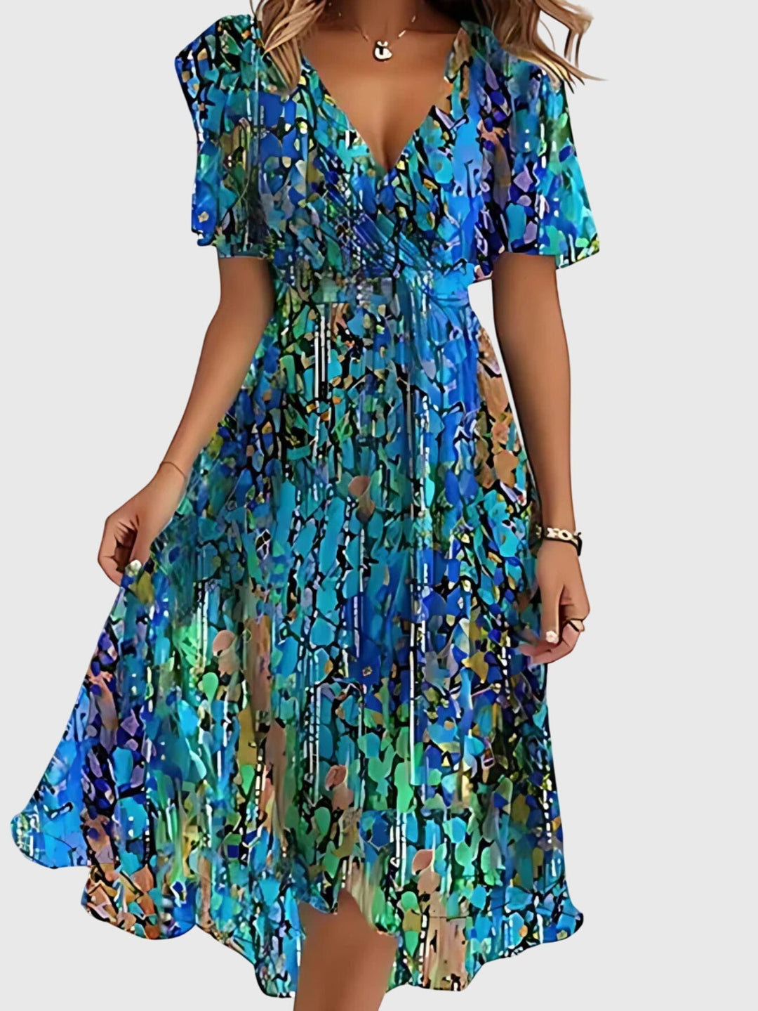 Rosa | Summer Dress With Belly Cover Blue