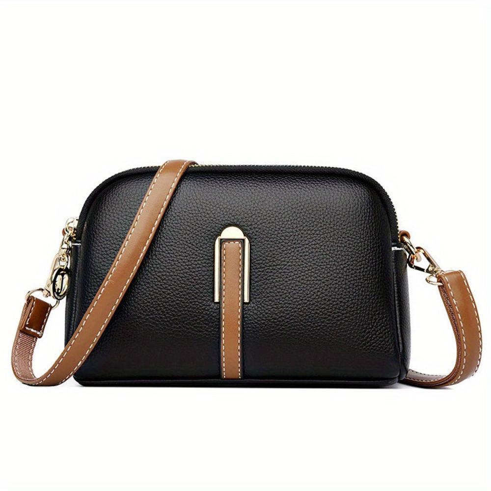 Mila Litchi Embossed Crossbody Bag Black
