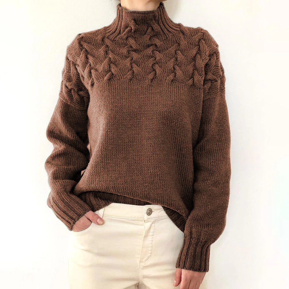 Elena | Warm Knitted Turtleneck Brown