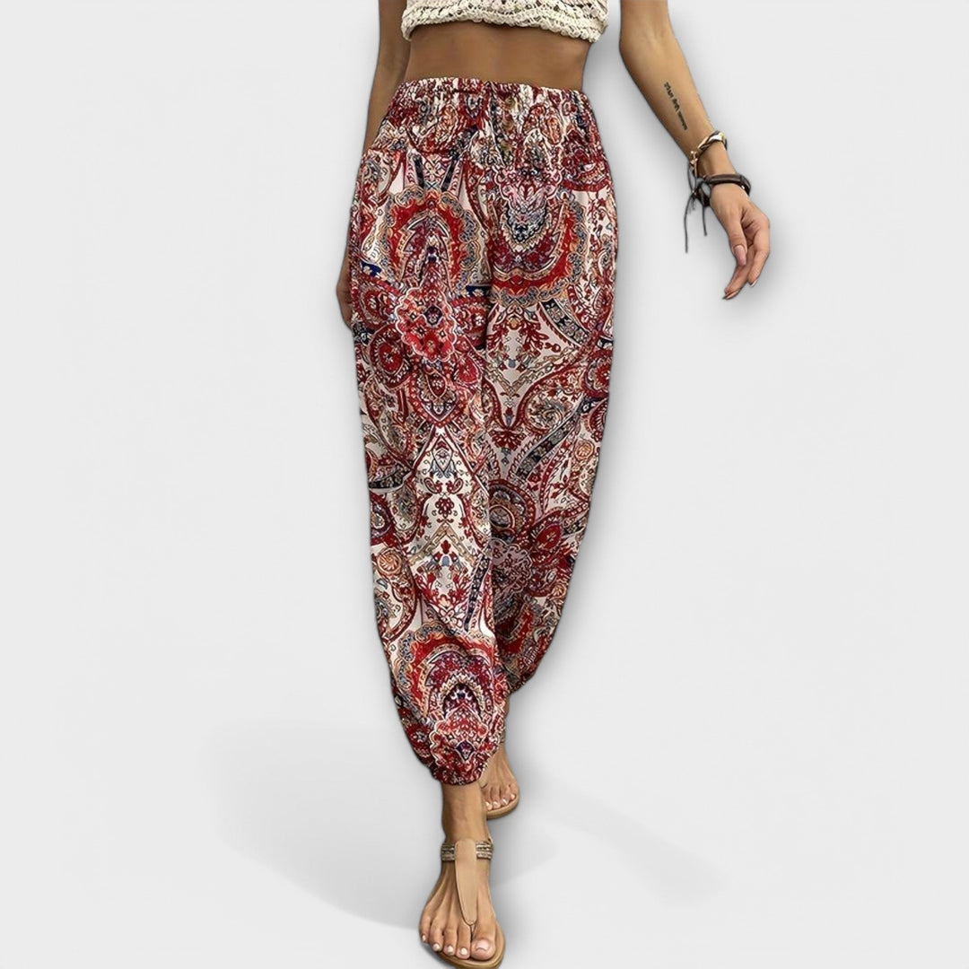 Emily | Ethnic Graphic Pants Red
