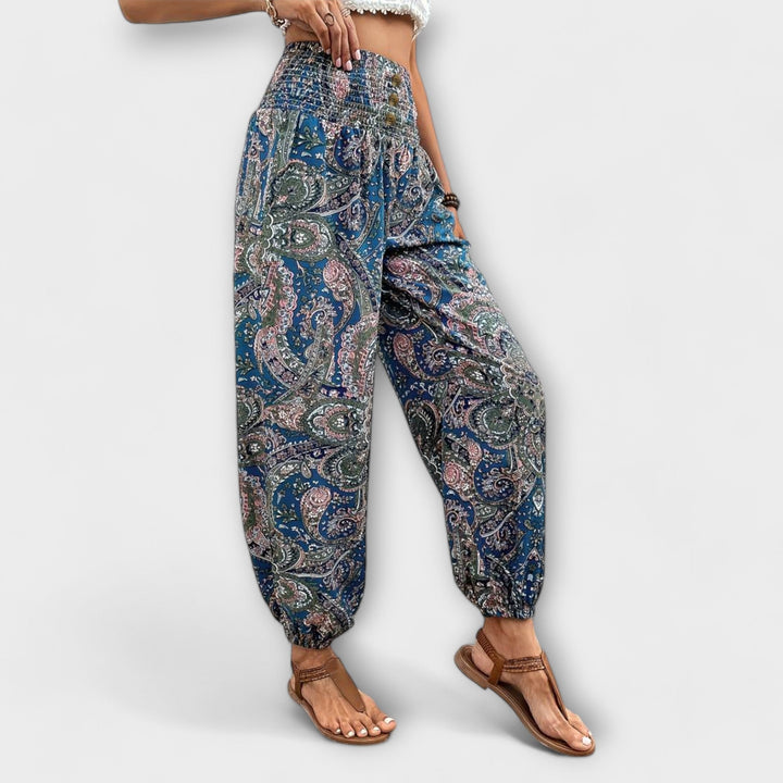 Emily | Ethnic Graphic Pants Blue