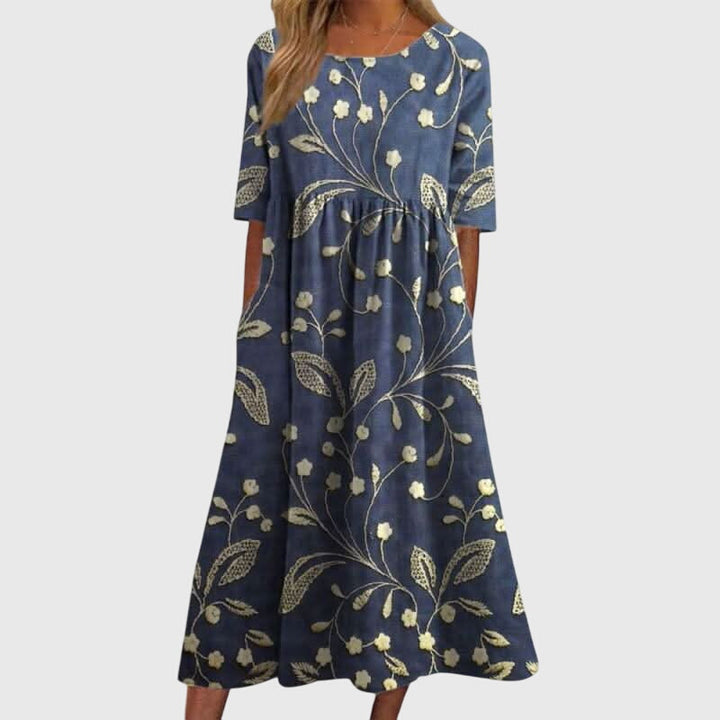 Marleen | Flattering Dress Navy Blue
