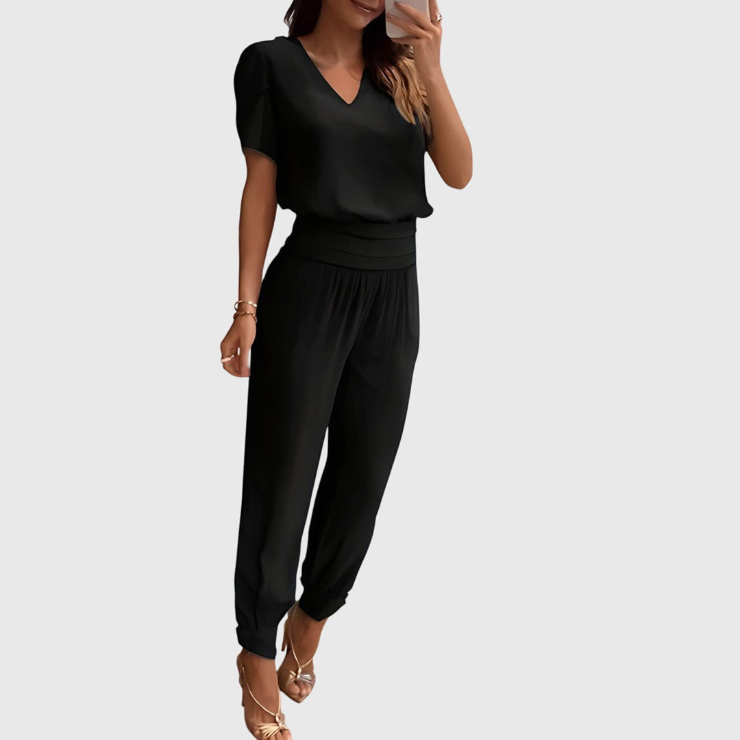 Josephine | Stylish Blouse and Pants Set Black