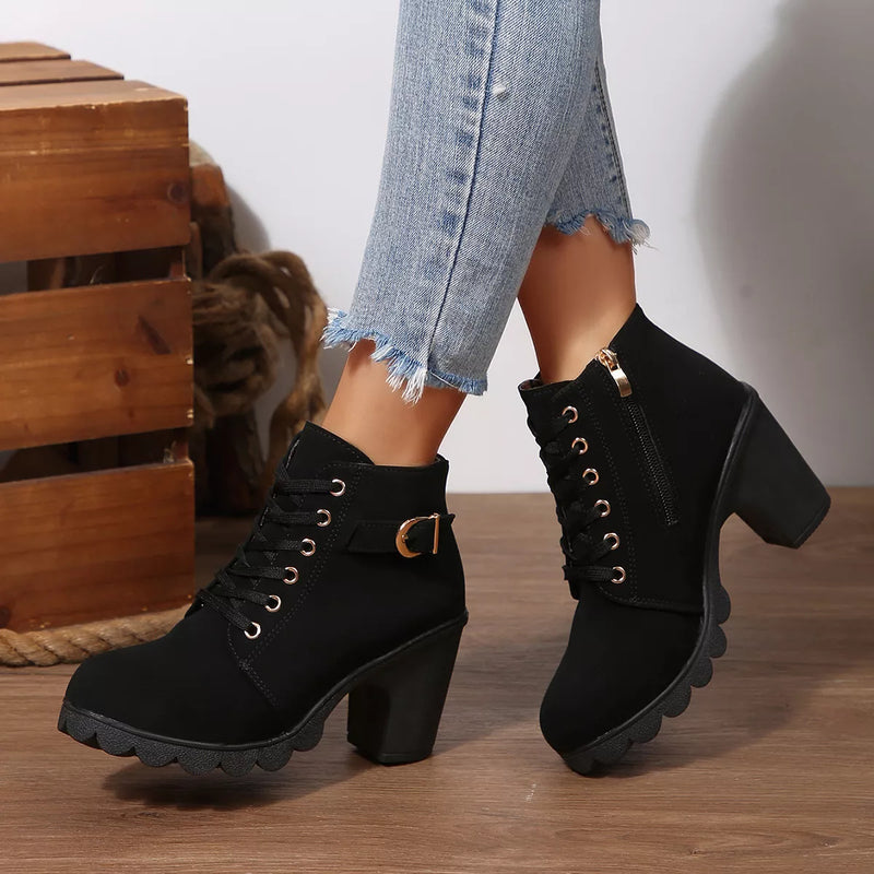 Mira | Stylish Block Boots Black