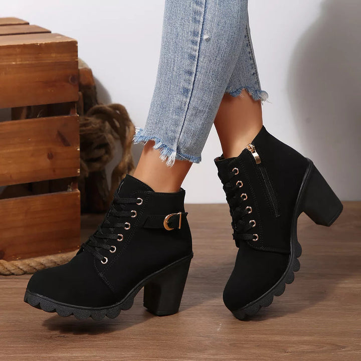 Mira | Stylish Block Boots Black
