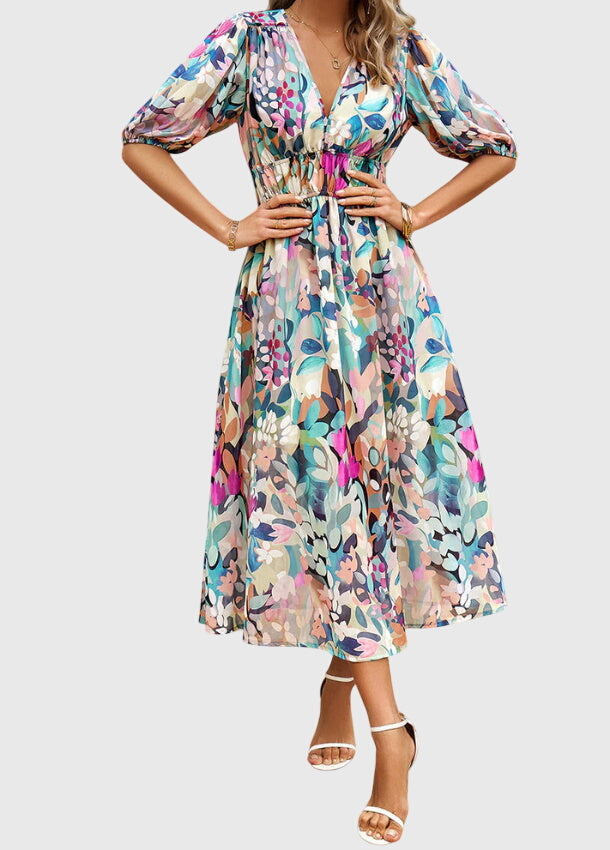 Joyce | Flattering Floral Midi Dress