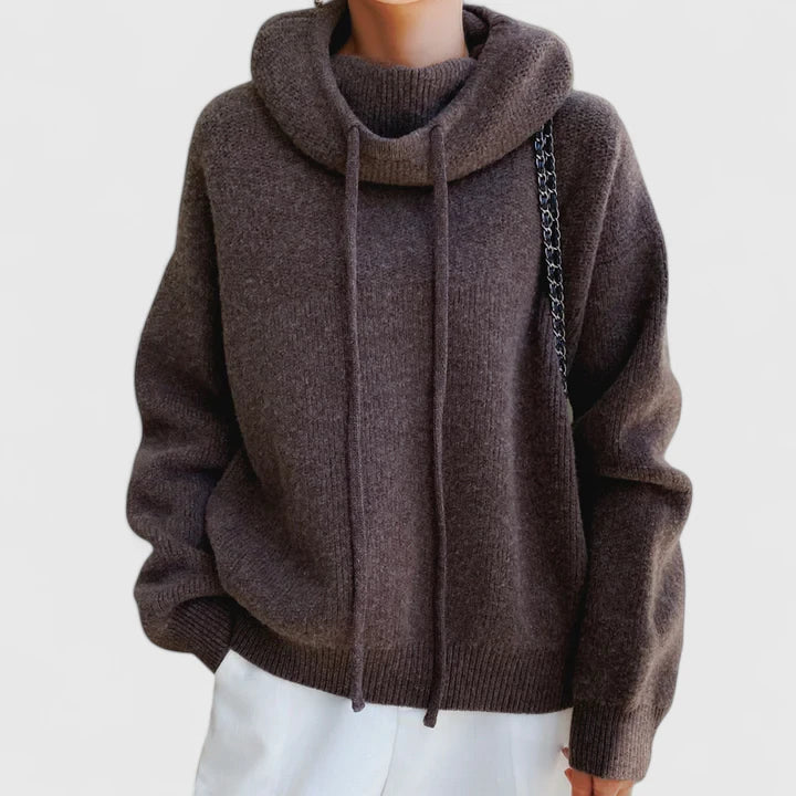 Marie | Cozy Knit Hoodie Brown