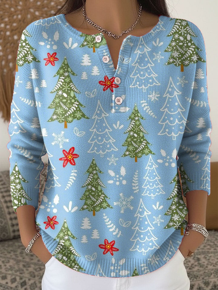 Sofie | Christmas Sweater with Buttons Blue