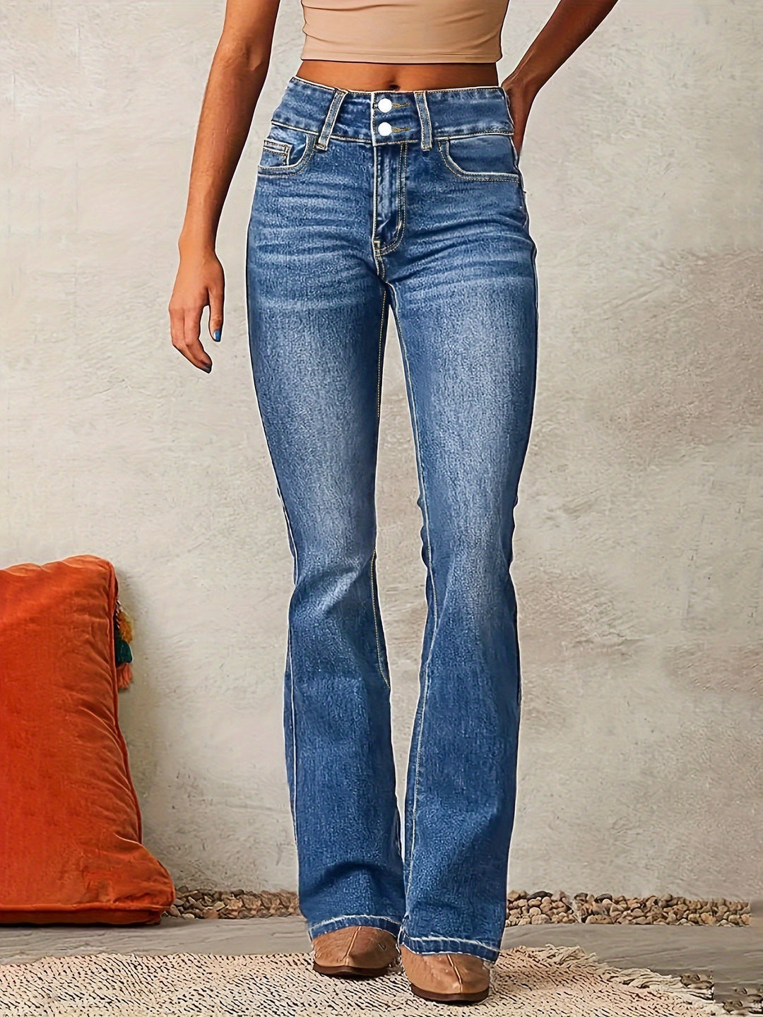 Melanie | High Waisted Flared Jeans Sea Blue