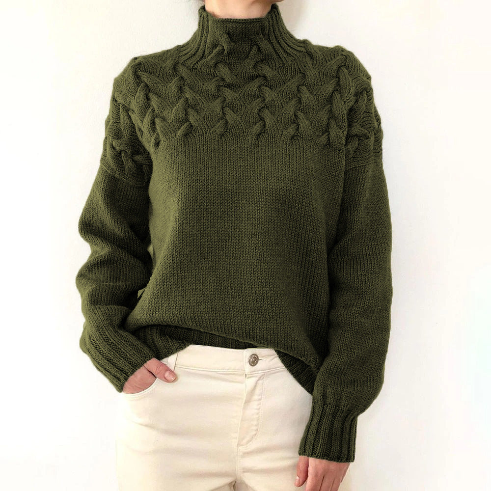 Elena | Warm Knitted Turtleneck Dark Green