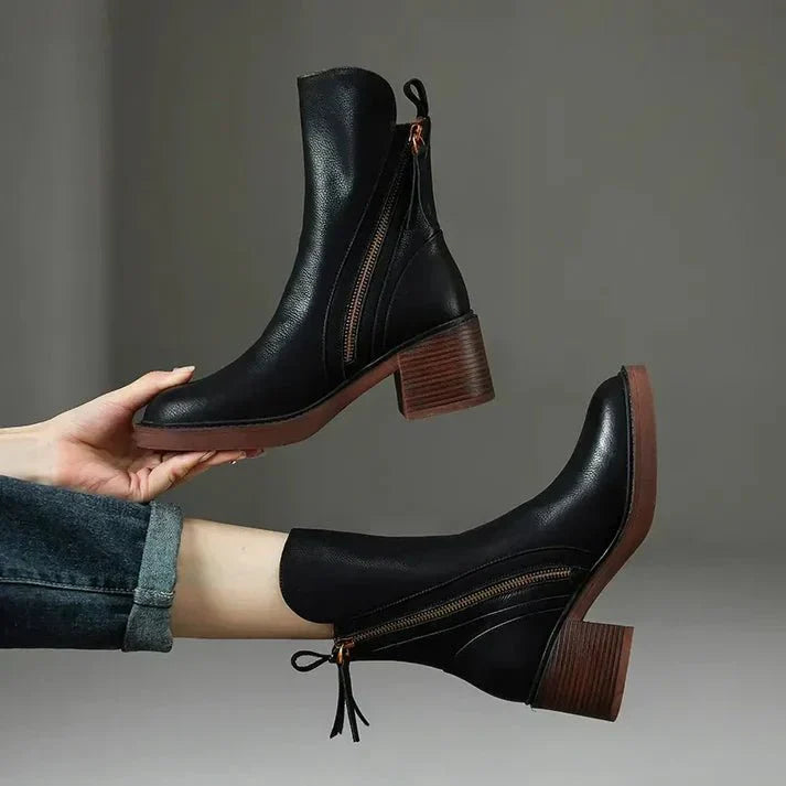 Pamela | Leather Mid Boots Black