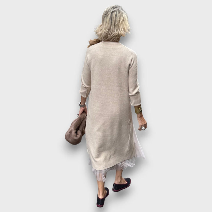 Aria | Layered Knit & Tulle Midi Dress