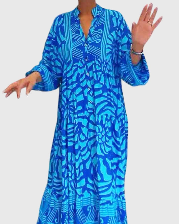 Marissa | Maxi Dress With Elegant Print Blue