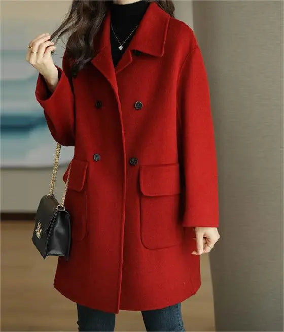 Thyra | Elegant Wool Coat Red