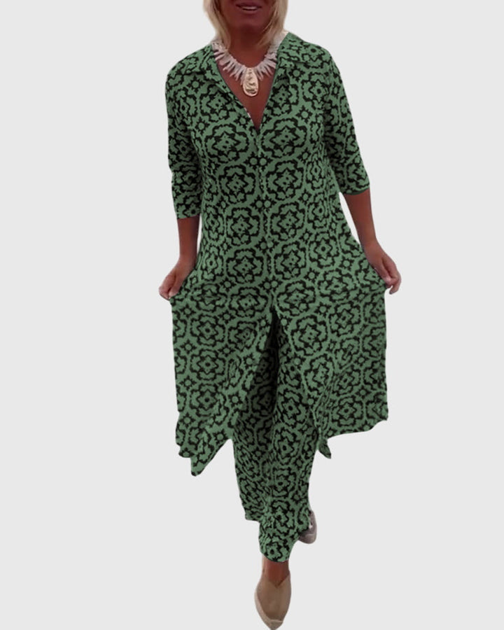 Sanne | Elegant Vintage Two-Piece Set Green