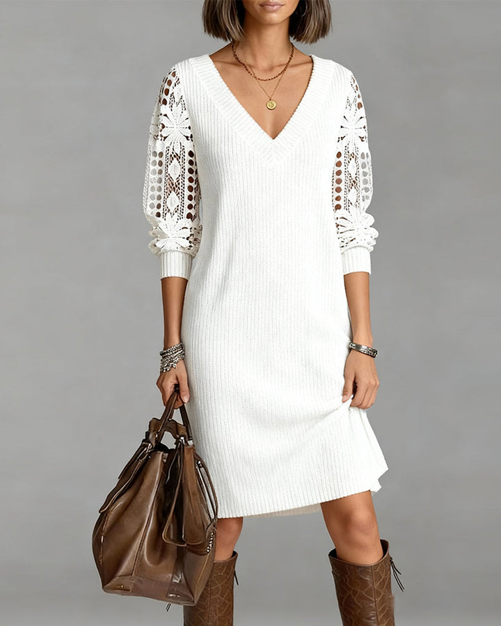 Zoe™ | Long Sleeve Lace V-Neck Dress