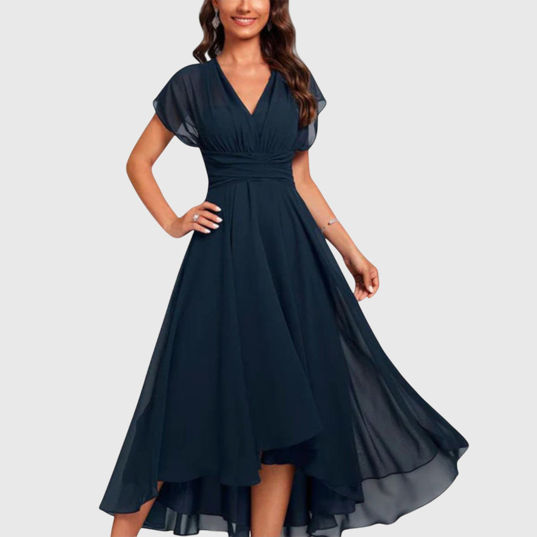 Roberta | V-Neck A-Line Dress Blue