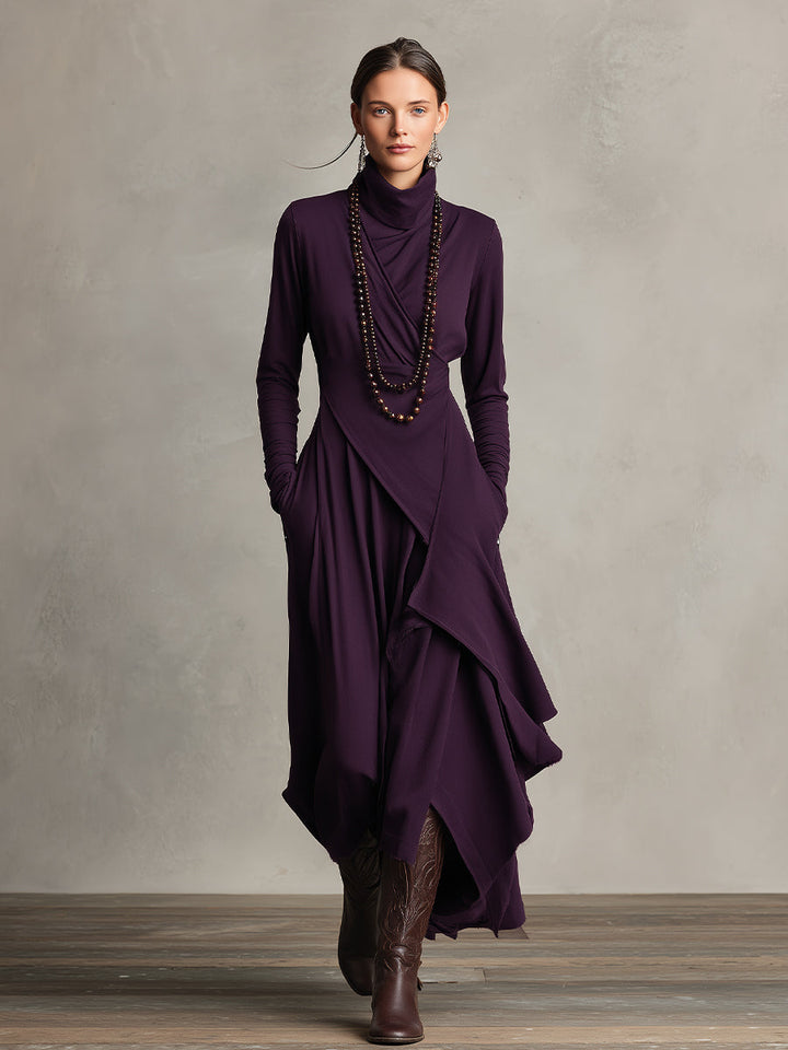Natalia | Asymmetrical Maxi Knit Dress Purple