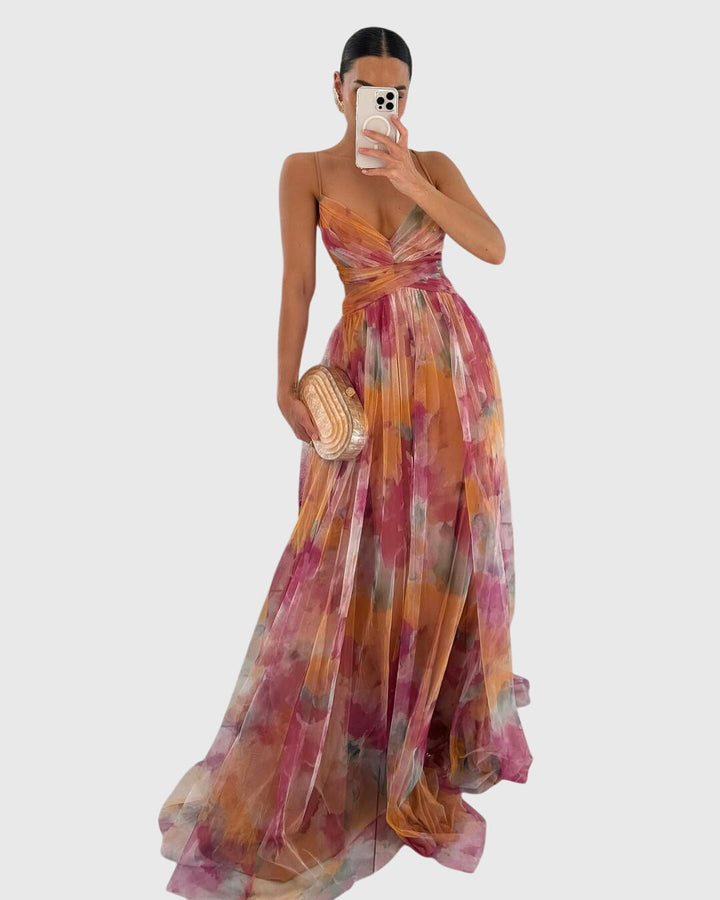 Claudette | Floral Maxi Dress Orange