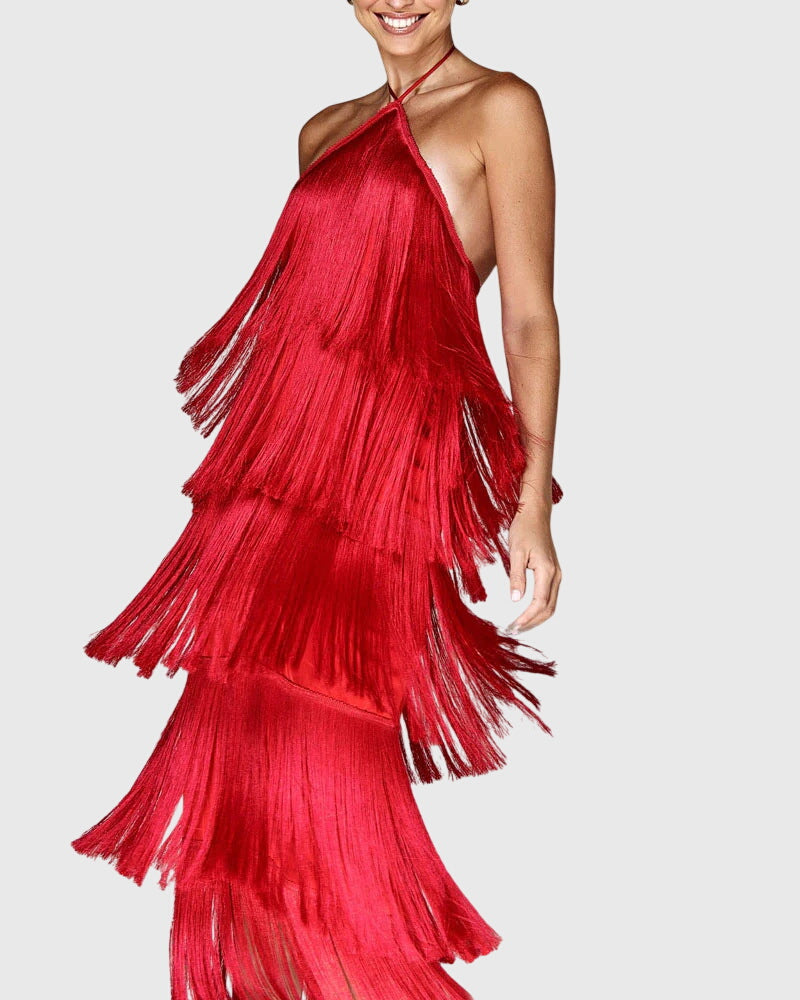 Arlette | Tassel Dress Red