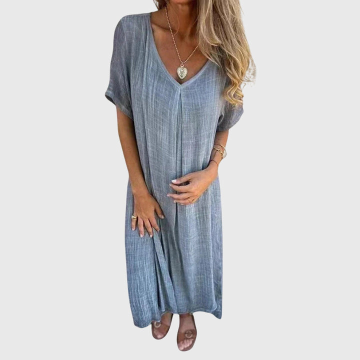 Nelle | Elegant Lightweight V-Neck Dress Gray