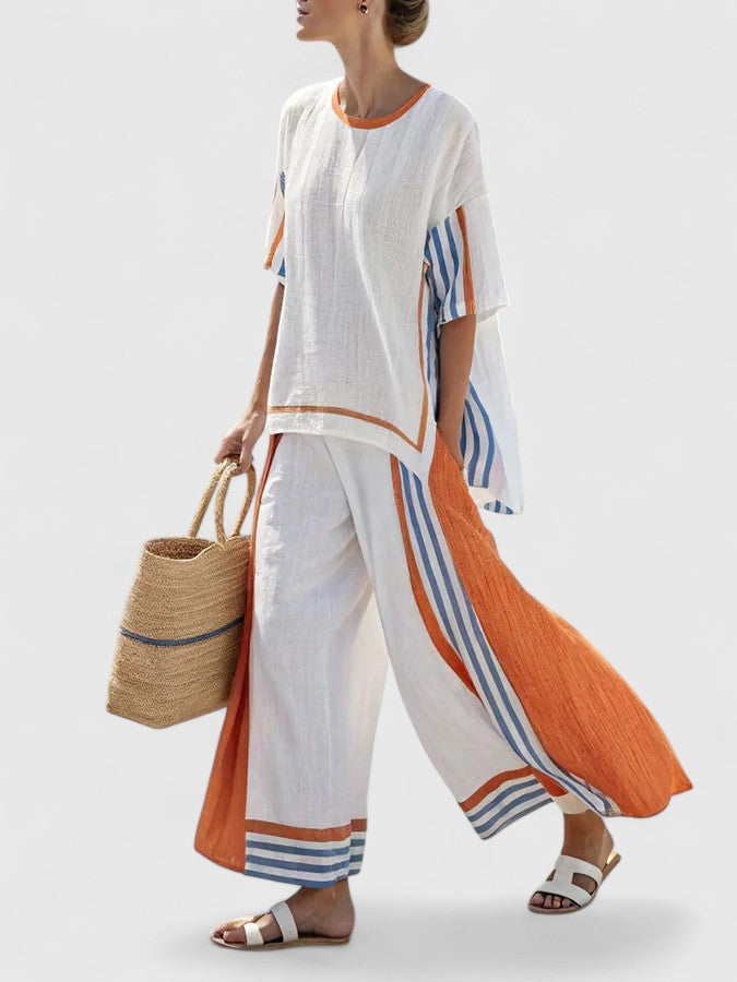 Brandy | Cozy Two-Piece Set Orange Stripe