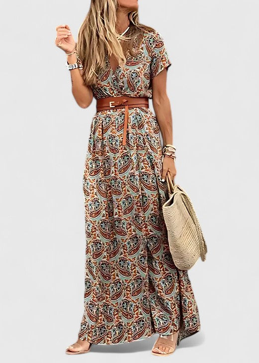 Lygia | Stylish Boho Maxi Dress Brown