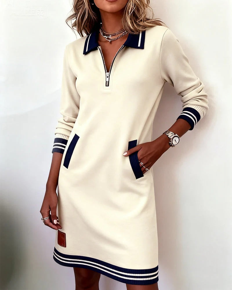 Sylvie | Chic Long Sleeve Cotton Dress White